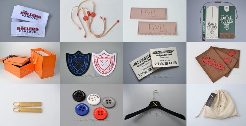 Custom fabric clothing tags, labels, garment trims, accessories
